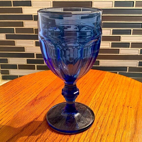 Libbey Glass Duratuff Cobalt Blue Glass Tumbler Goblets Iced Tea Goblet 1970’s - Picture 1 of 4
